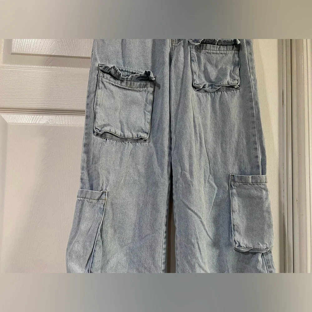 RSQ Women's Wide Leg Denim Cargo Jeans Size 26 - Picture 3 of 10